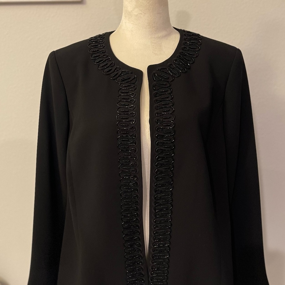 Nipon Boutique Black Tailored Blazer with Embellished Trim
